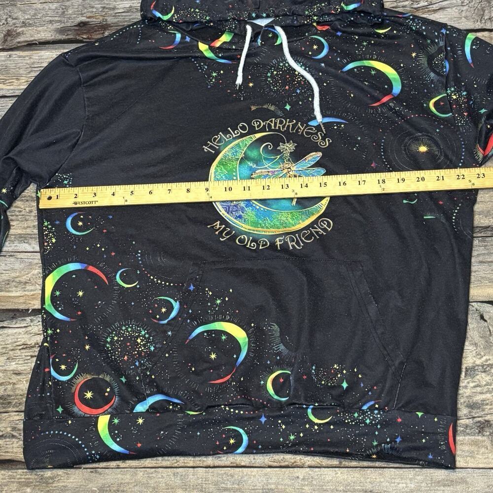 Hello Darkness My Old Friend Lightweight Moon Hoodie Adult Size Large - Picture 4 of 6